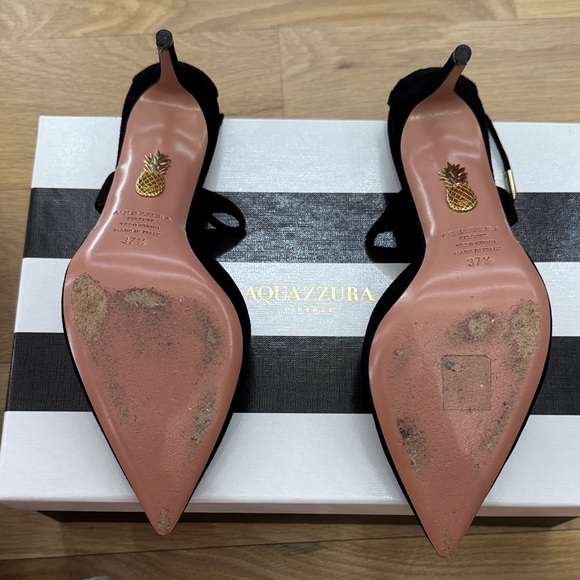 Aquazzura Very Matilde 85mm Black Suede Pumps Size 37.5 - Picture 6 of 11